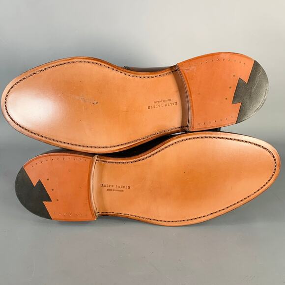 RALPH LAUREN Size 10.5 Gifford Brown Cordovan Leather Lace-Up Ankle Boots